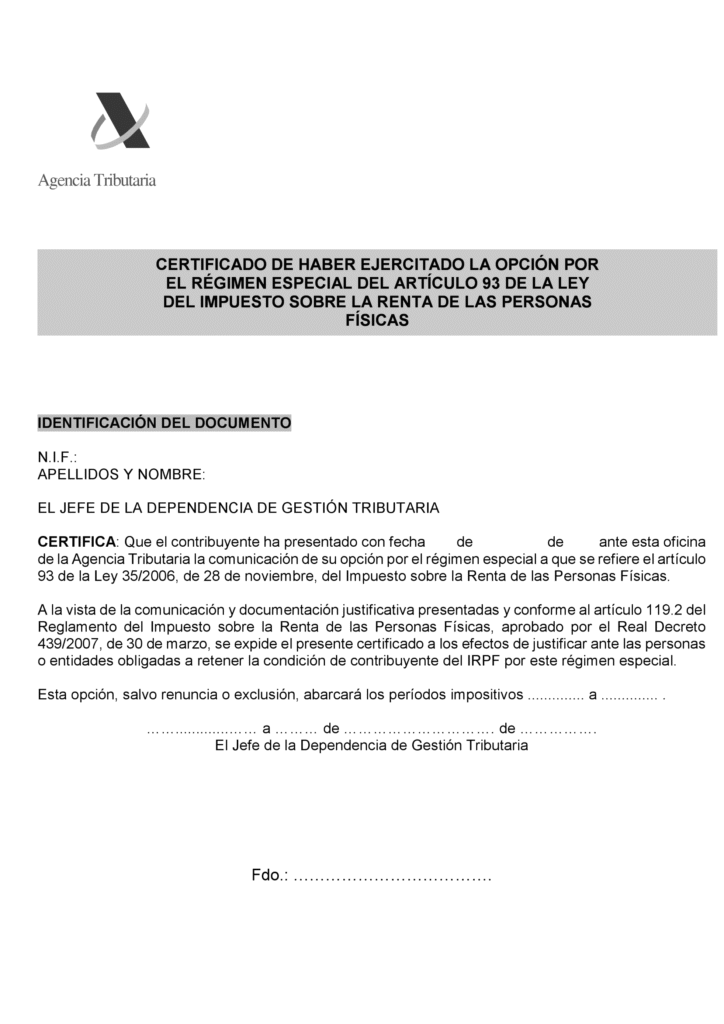 Certificate option Beckham Law